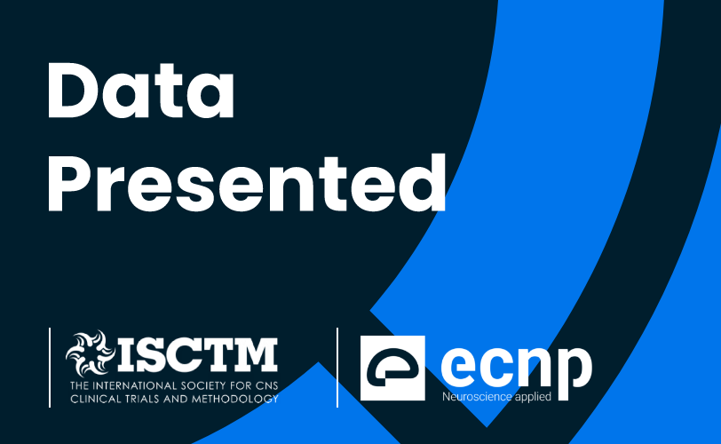 Image of ISCTM + ECNP logos alongside text saying 'Data Presented'