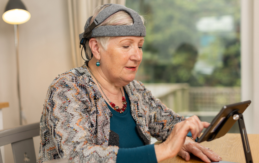 Woman using Cumulus Nueroscience EEG headset